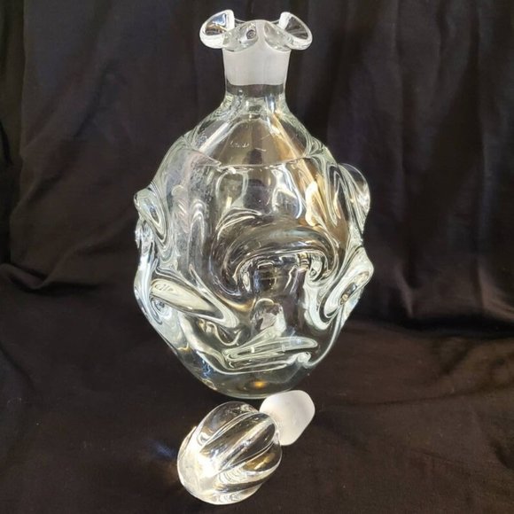 Aseda Sweden MCM Decanter designer Börne Augustsson 1948 fluted thumbprint, Clea - Picture 2 of 5